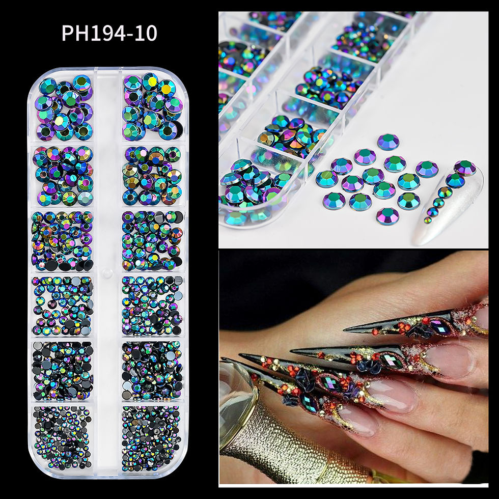 Thumbnail: 12Gird 3D Glass AB Crystal Nail Art Rhinestones Kit Flatback Round Bead Charm Ge