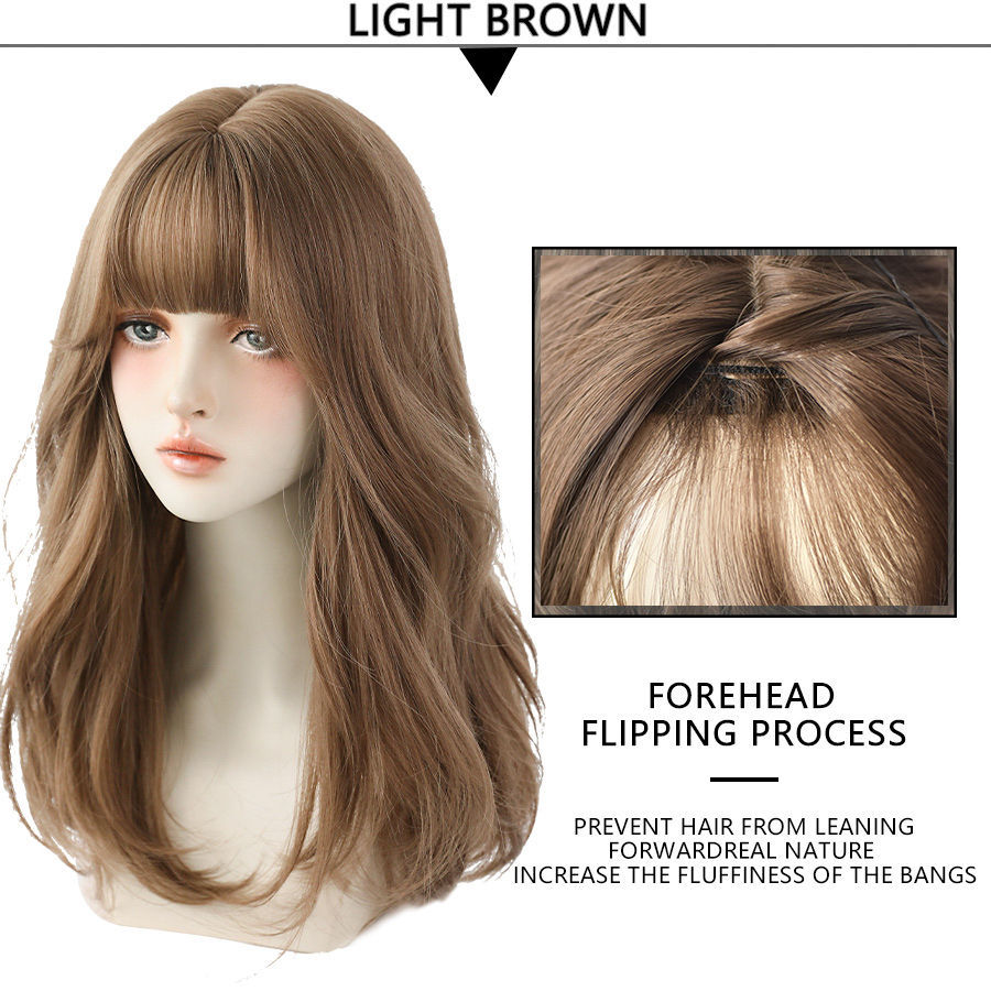 Thumbnail: Deep Wave Synthetic Wig Wth Bangs For Women Long Omber Brown Hair Layered