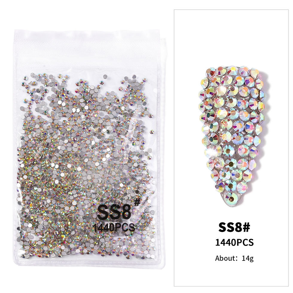 Thumbnail: 12Gird 3D Glass AB Crystal Nail Art Rhinestones Kit Flatback Round Bead Charm Ge