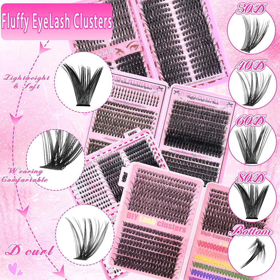 Thumbnail: 17 Pairs D Curl Cluster Eyelash Extensions, soft reusable fluffy thick upper & l