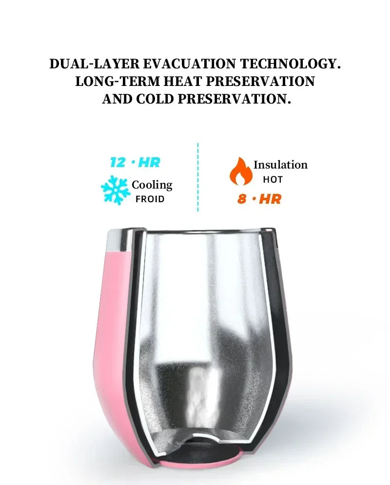 Thumbnail: 360ml Stainless Steel Eggshell Wine Tumbler Double Wall Vacuum Insulated Cup for