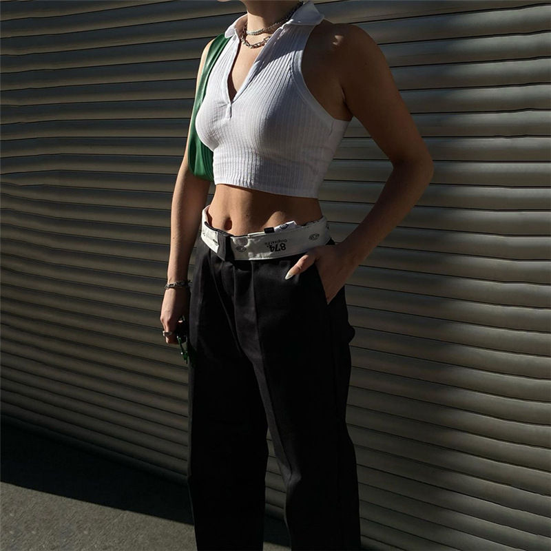 Thumbnail: Women's Casual Low-waist Trousers Adults Color Block Printed Zipper Sports Pants