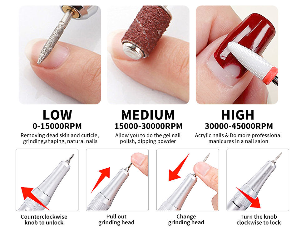 Thumbnail: 45000RPM Rechargeable Electric Nail Drill Professional Nail Polishing Machine Lo