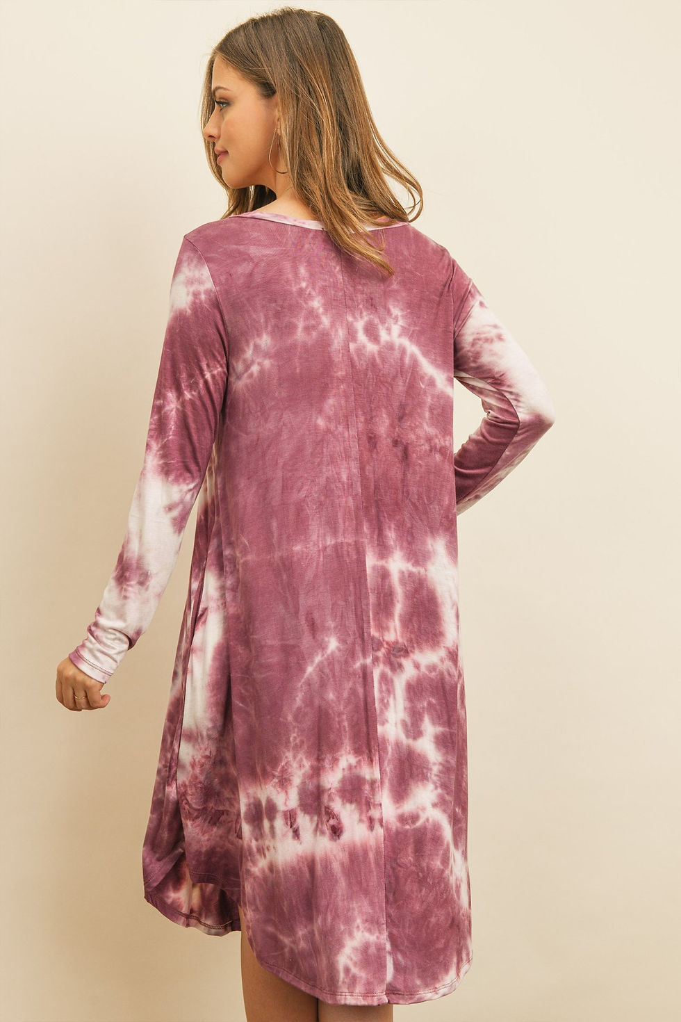 Thumbnail: Tie Dye V-Neck Rounded Hem Midi Dress in 2 colors