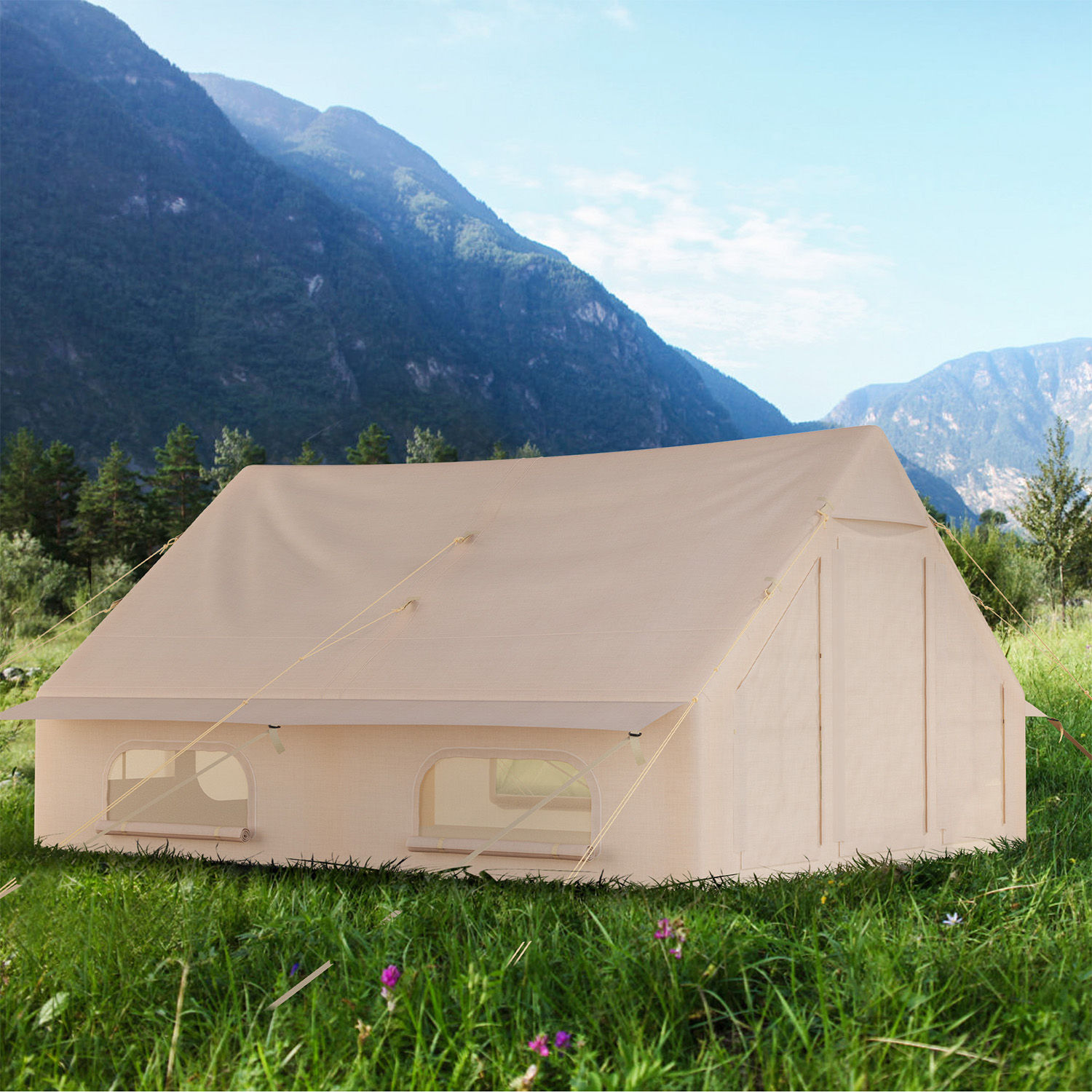 2-8 Person Inflatable Camping Tent Easy Setup Waterproof 4-Season Glamping Tent 