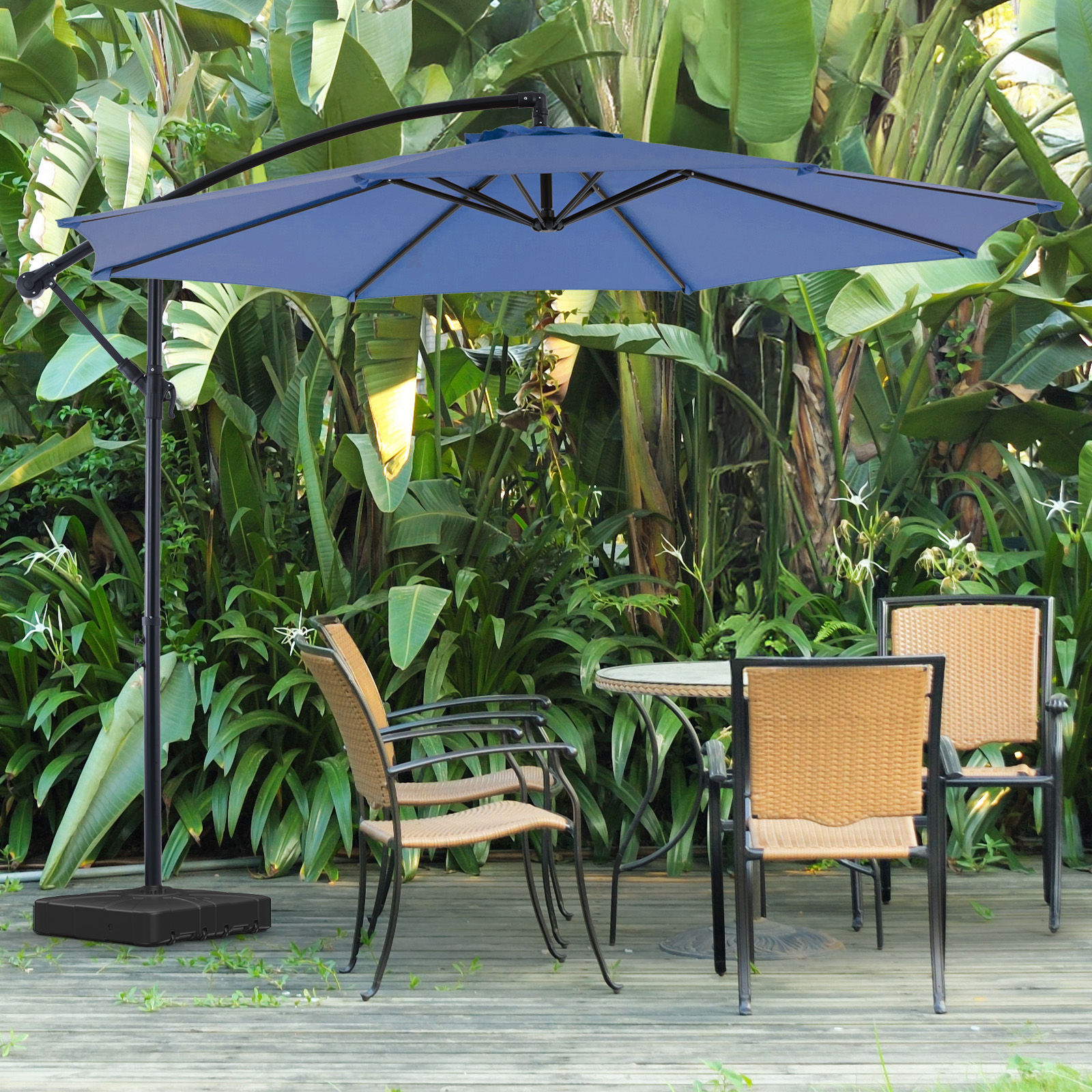 10FT Outdoor Patio Umbrella Hanging Cantilever with Easy Tilt Adjustment UV