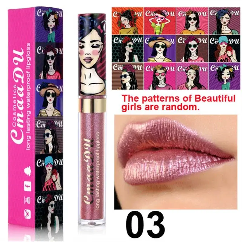 Thumbnail: Cmaadu shimmer lip gloss beauty girl diamond glitter lip tint waterproof long la