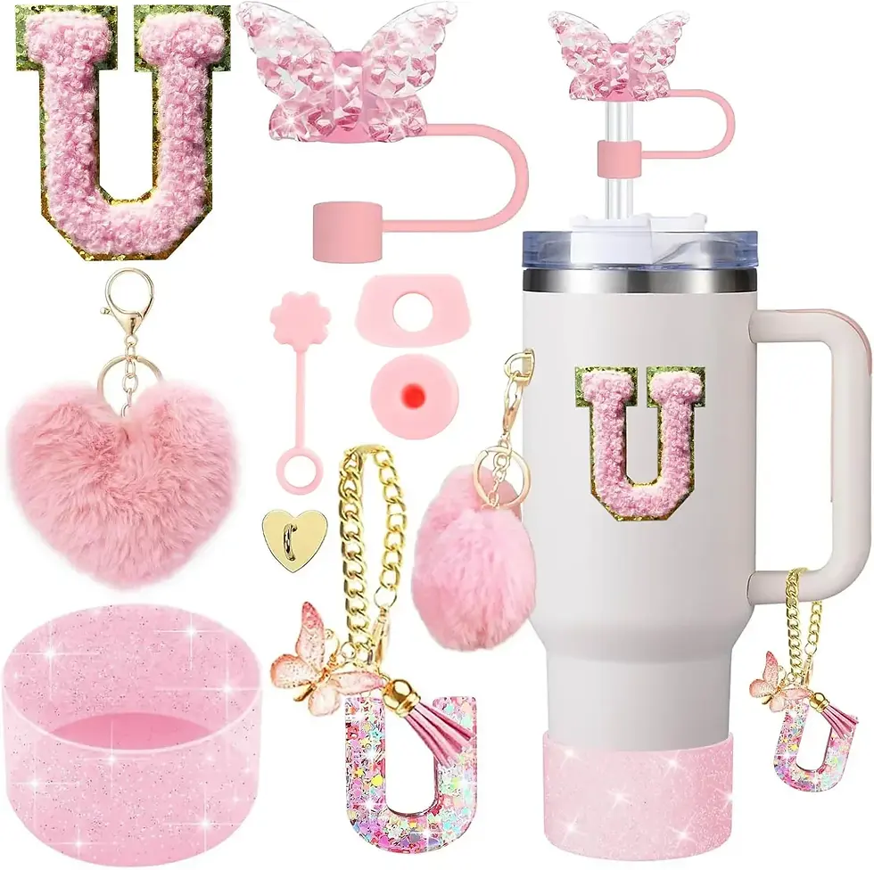 Thumbnail: 9PCS Accessory Set for Stanley Cup 30oz 40oz Butterfly Straw Cover Cap Silicone 