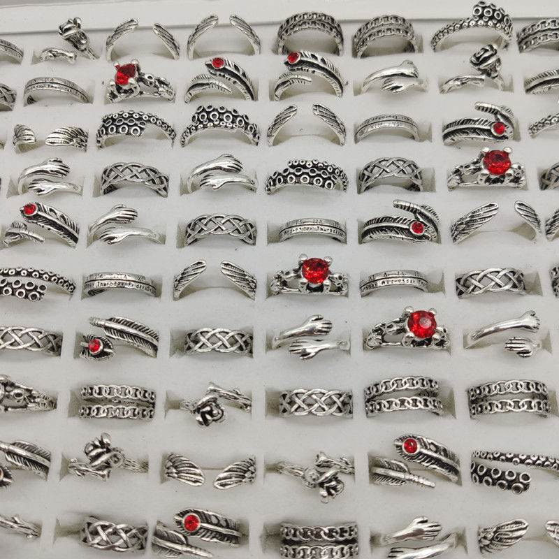10pcs/Lot Antique Cool New Open Adjust Style Finger Rings For Women Punk Leaf Fl