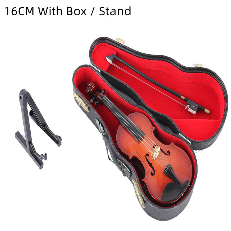 Thumbnail: 4-25cm Mini Violin Wooden Miniature Model Musical Instrument Decoration Gift Dec
