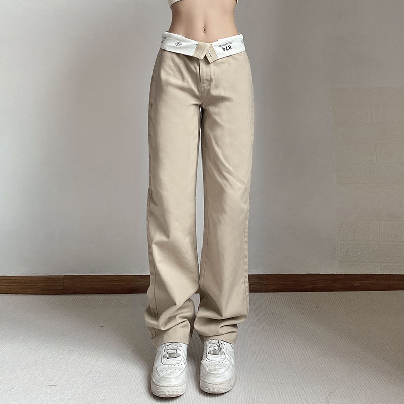 Thumbnail: Women's Casual Low-waist Trousers Adults Color Block Printed Zipper Sports Pants
