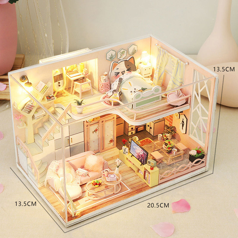 Thumbnail: Doll House Kit 3D Wooden Mini DollHouse Assembly Building with Furniture Kit Toy