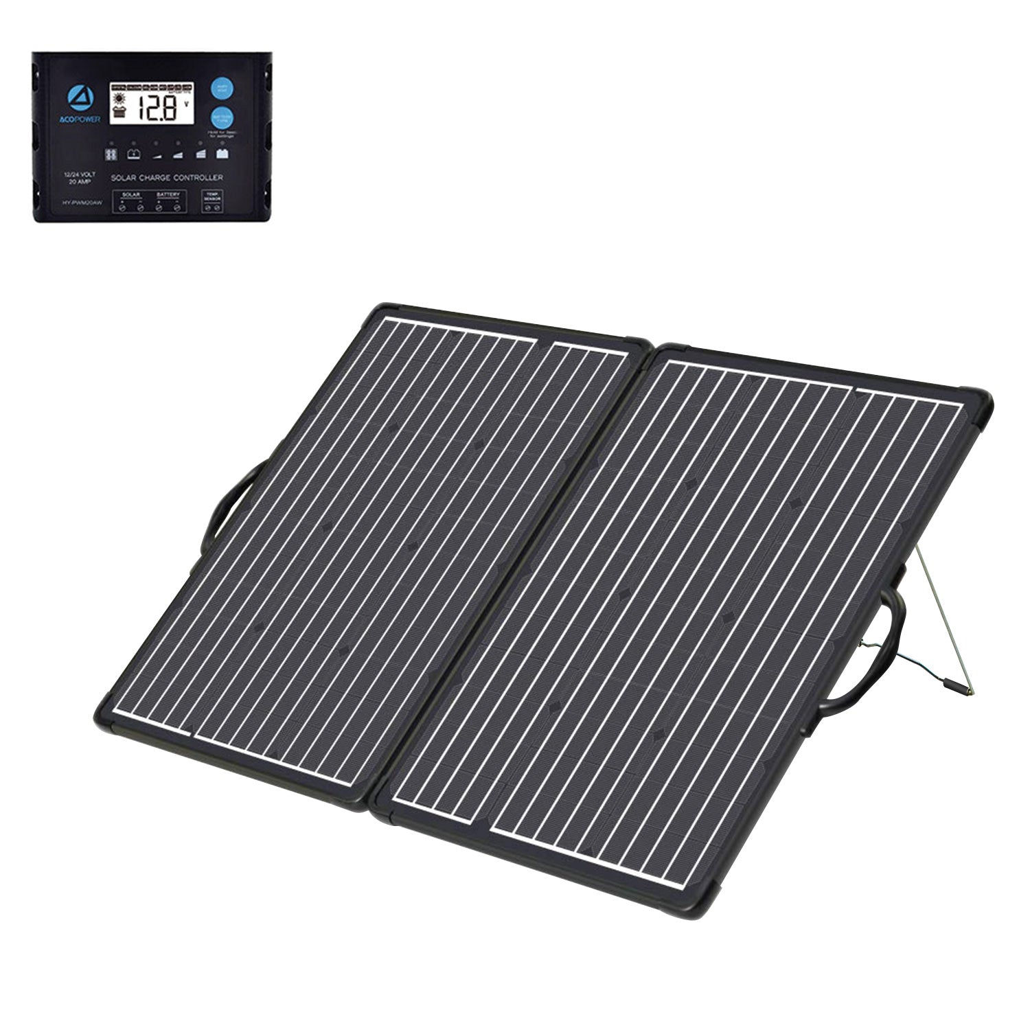 PLK 100W Portable Solar Panel Kit,Lightweight 2x50W With 20A Charge Controller