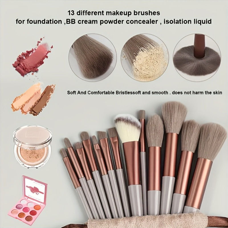 Thumbnail: 13pcs Makeup Brush Set Ultra-Soft Synthetic Hair Brushes for Foundation Blush Ey