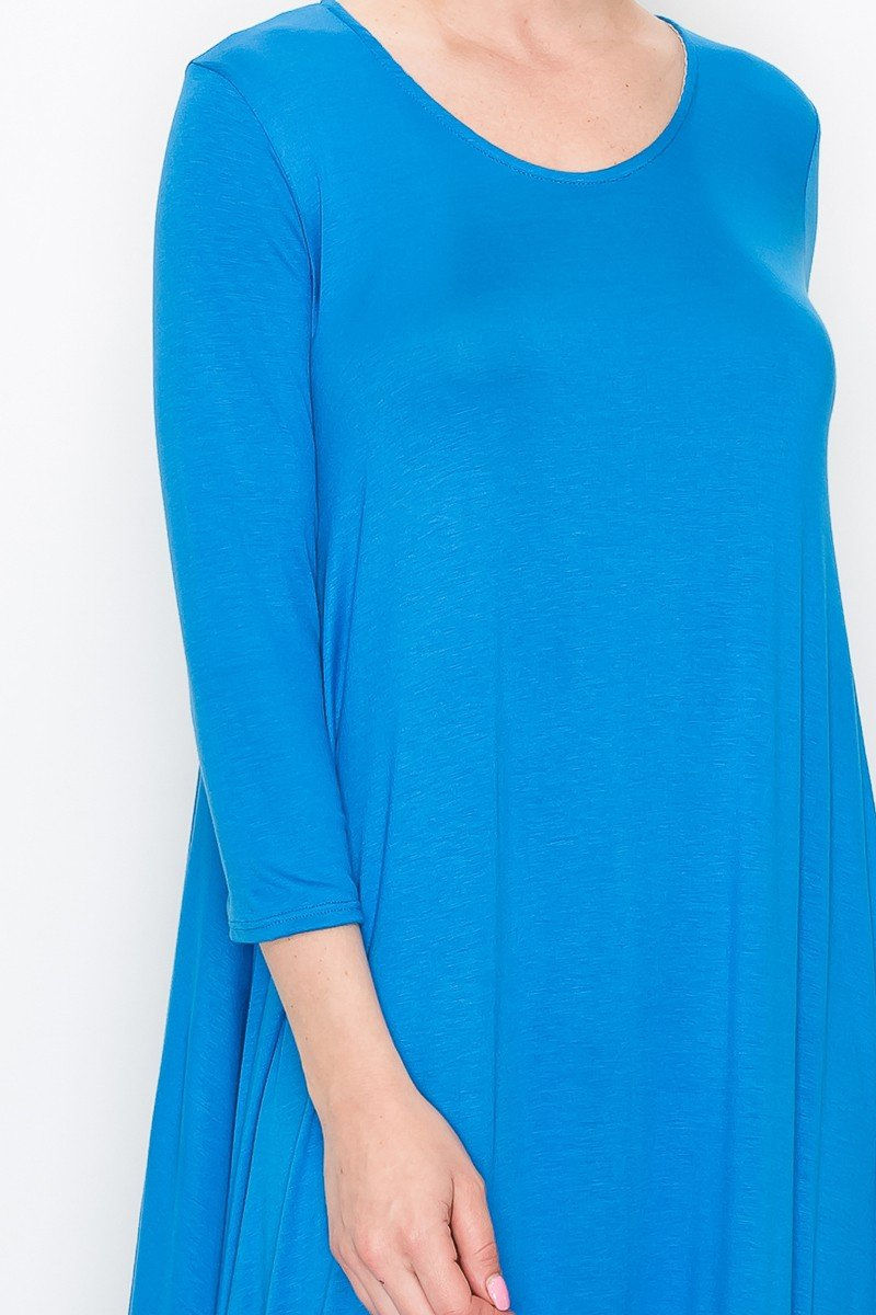 Thumbnail: Solid Balloon Dress - Royal Blue