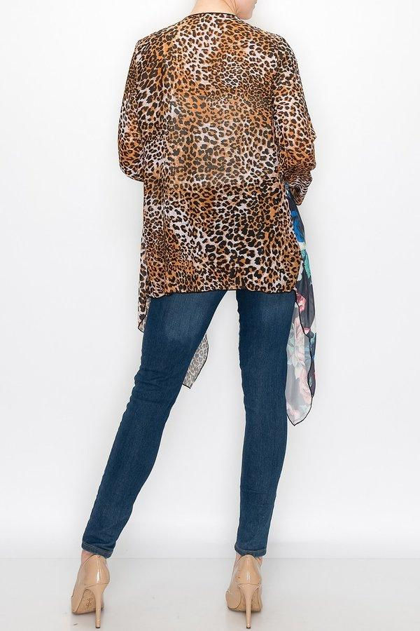 Thumbnail: Animal Print Color Block Cardigan