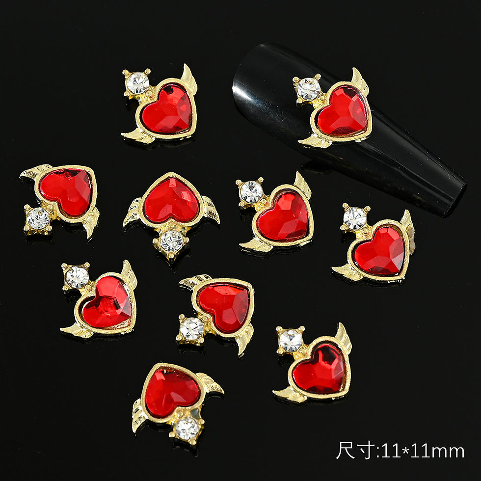 Thumbnail: 5/10pc Luxury Crystal Pink Heart Nail Art Charm 3D Love Shape Nail Rhinestones D