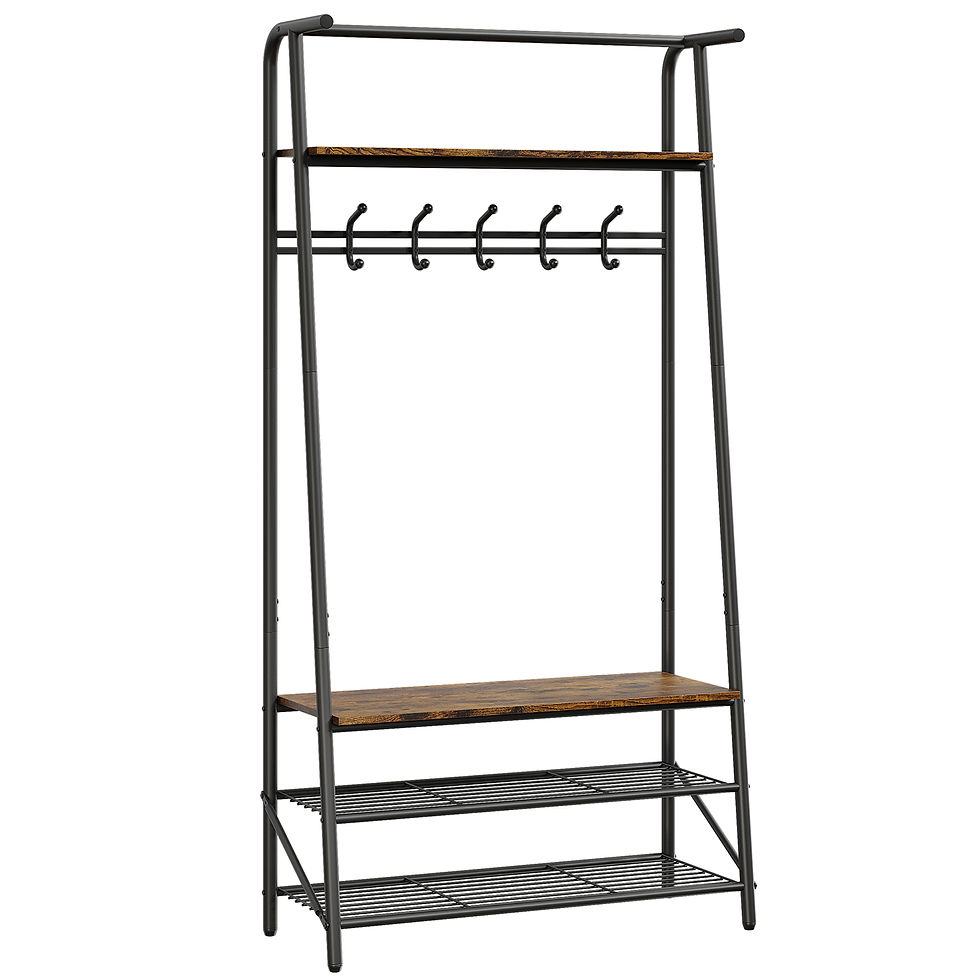 Thumbnail: Coat Rack Shoe Bench, 4-in-1 Hall Trees Entryway Bench with Coat Rack and Shoe R
