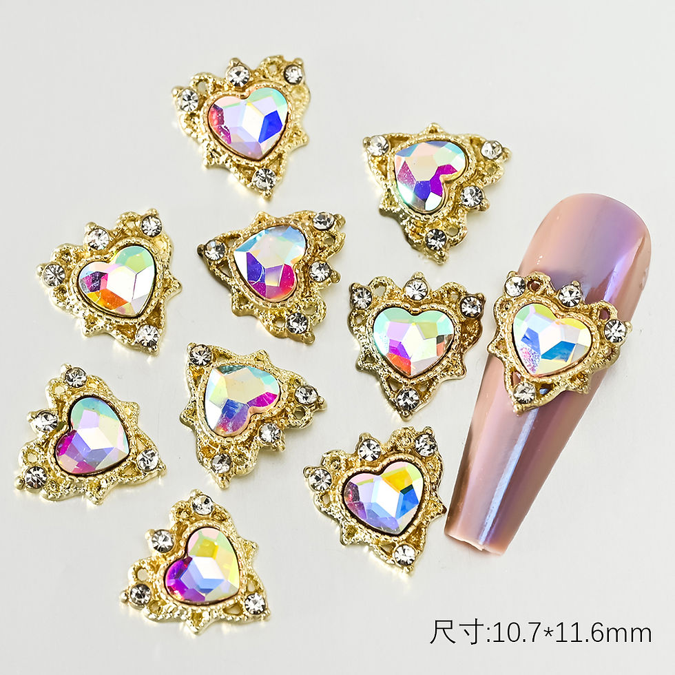Thumbnail: 5/10pc Luxury Crystal Pink Heart Nail Art Charm 3D Love Shape Nail Rhinestones D