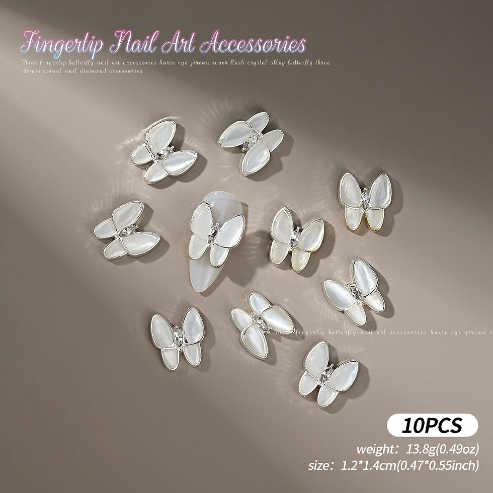 Thumbnail: 10/20pcs Gold/Silver Liquid Metal Butterfly Nail Charms Alloy Nail Rhinestones B