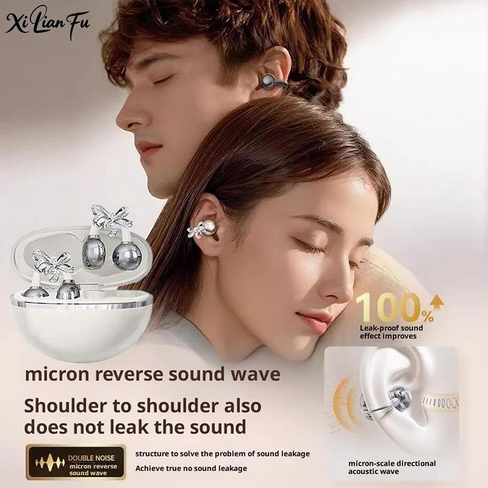 Thumbnail: Clip-on Earbuds Wireless Bluetooth Open Ear Headphones with Detachable Crystal B