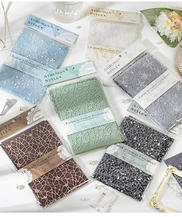 Thumbnail: 16Pcs Vintage Mixed Special Paper Gauze Scrapbooking Paper Decorate Supplies DIY