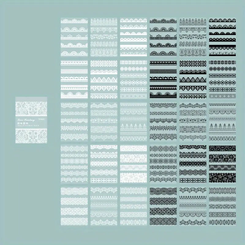 Thumbnail: 30pcs, Vintage Style Black And White Lace Stickers Book DIY Diary Junk Journal D