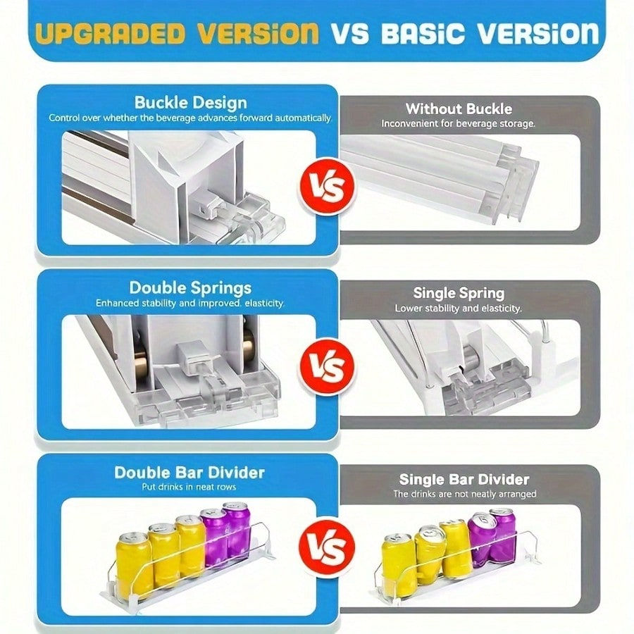 Thumbnail: Clear Plastic Beverage Organizer For Fridge - Easy Glide Pusher & Propeller Syst