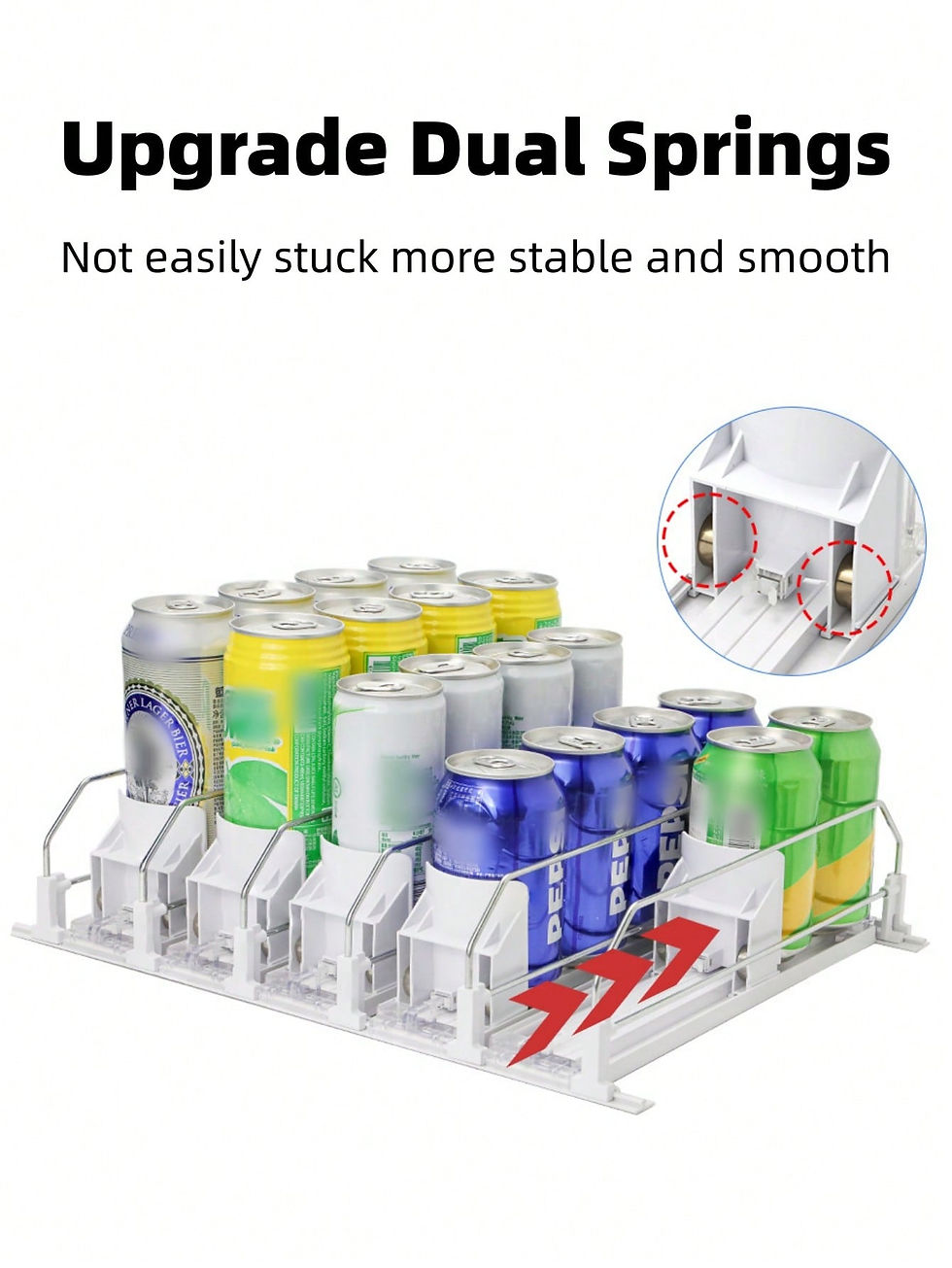 Thumbnail: Clear Plastic Beverage Organizer For Fridge - Easy Glide Pusher & Propeller Syst