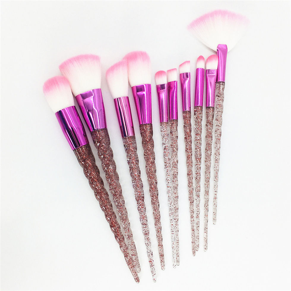 Thumbnail: 10pcs Unicorn Makeup Brushes Set Diamond Crystal Handle Blending Foundation Powd