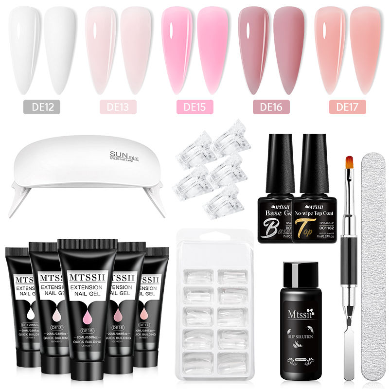 Thumbnail: Poly Naili Extension 7 different Sets Gel  Kit Mini UV Lamp gr8 of 10