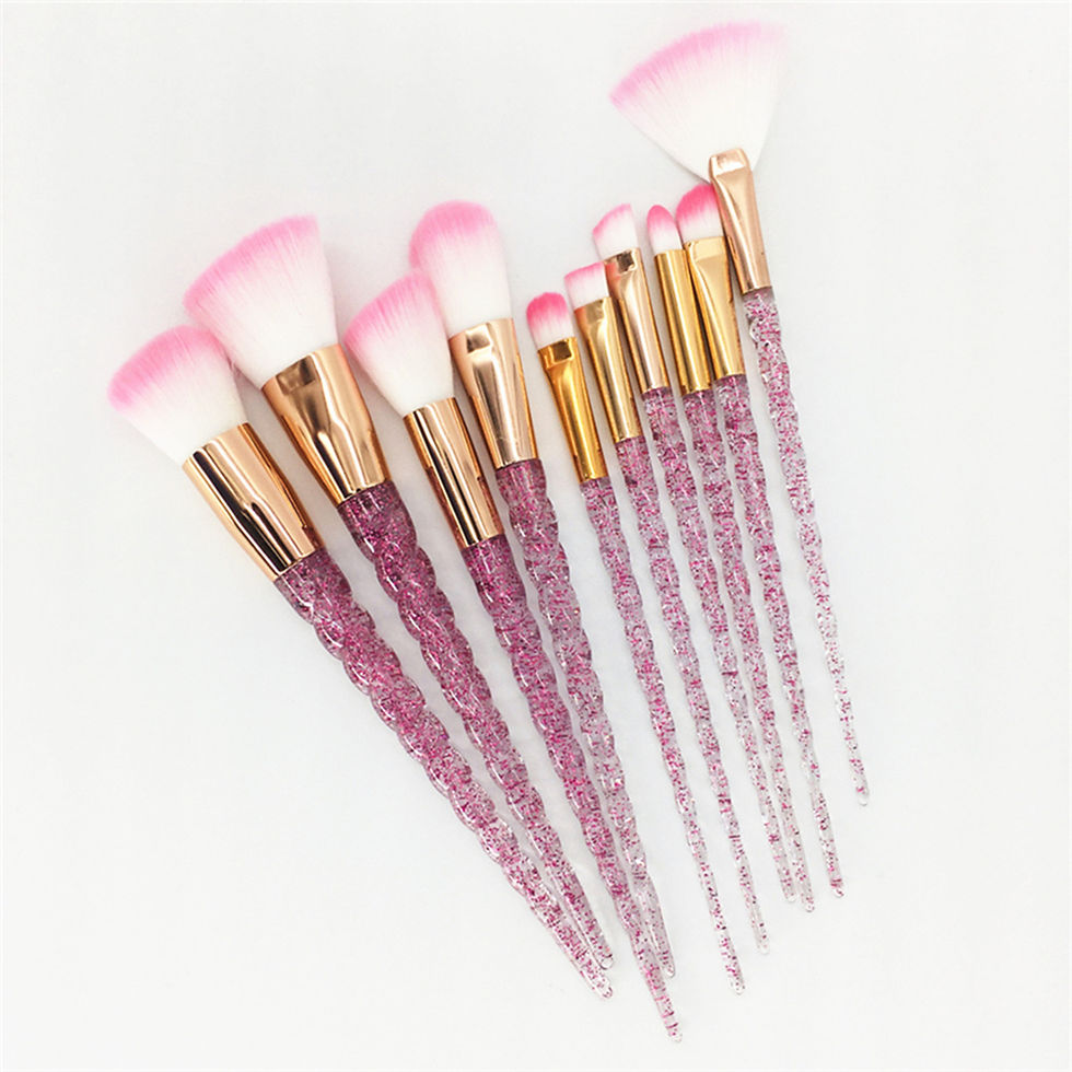 Thumbnail: 10pcs Unicorn Makeup Brushes Set Diamond Crystal Handle Blending Foundation Powd