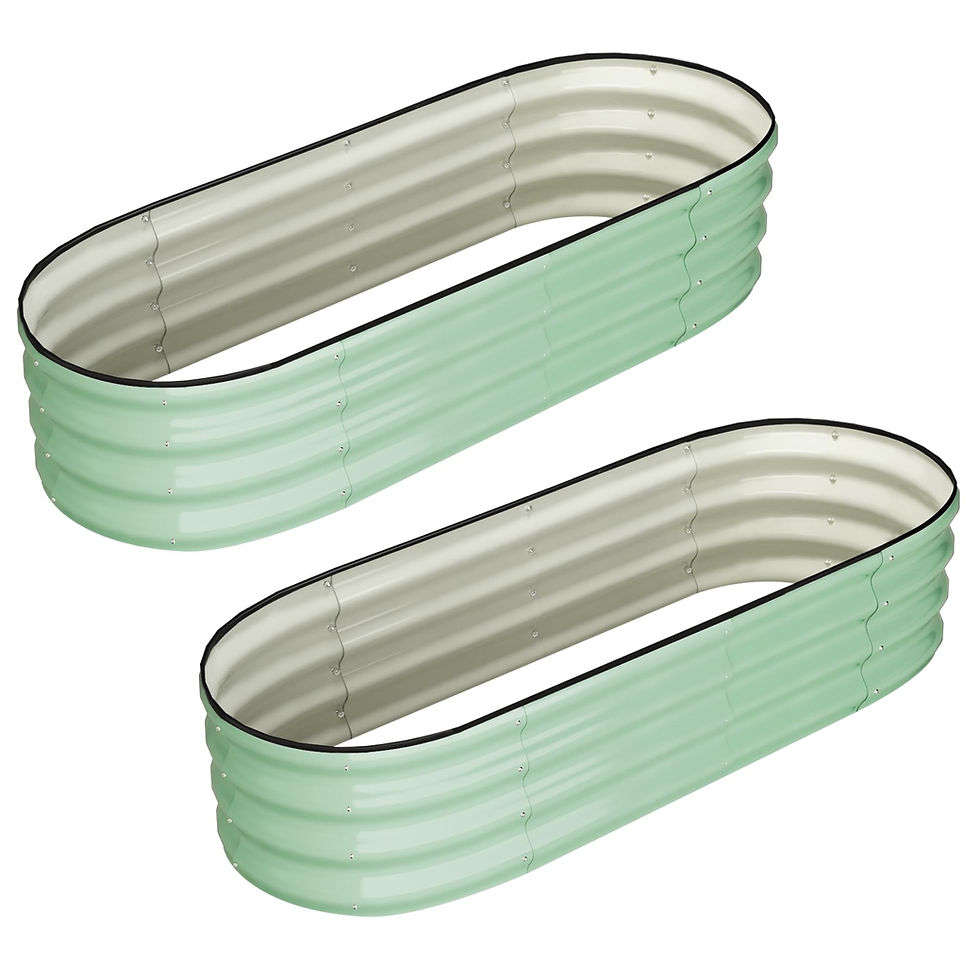 Thumbnail: 2-Pack Oval Galvanized Steel Raised Garden Bed Open Base Safety Edge Metal Plant
