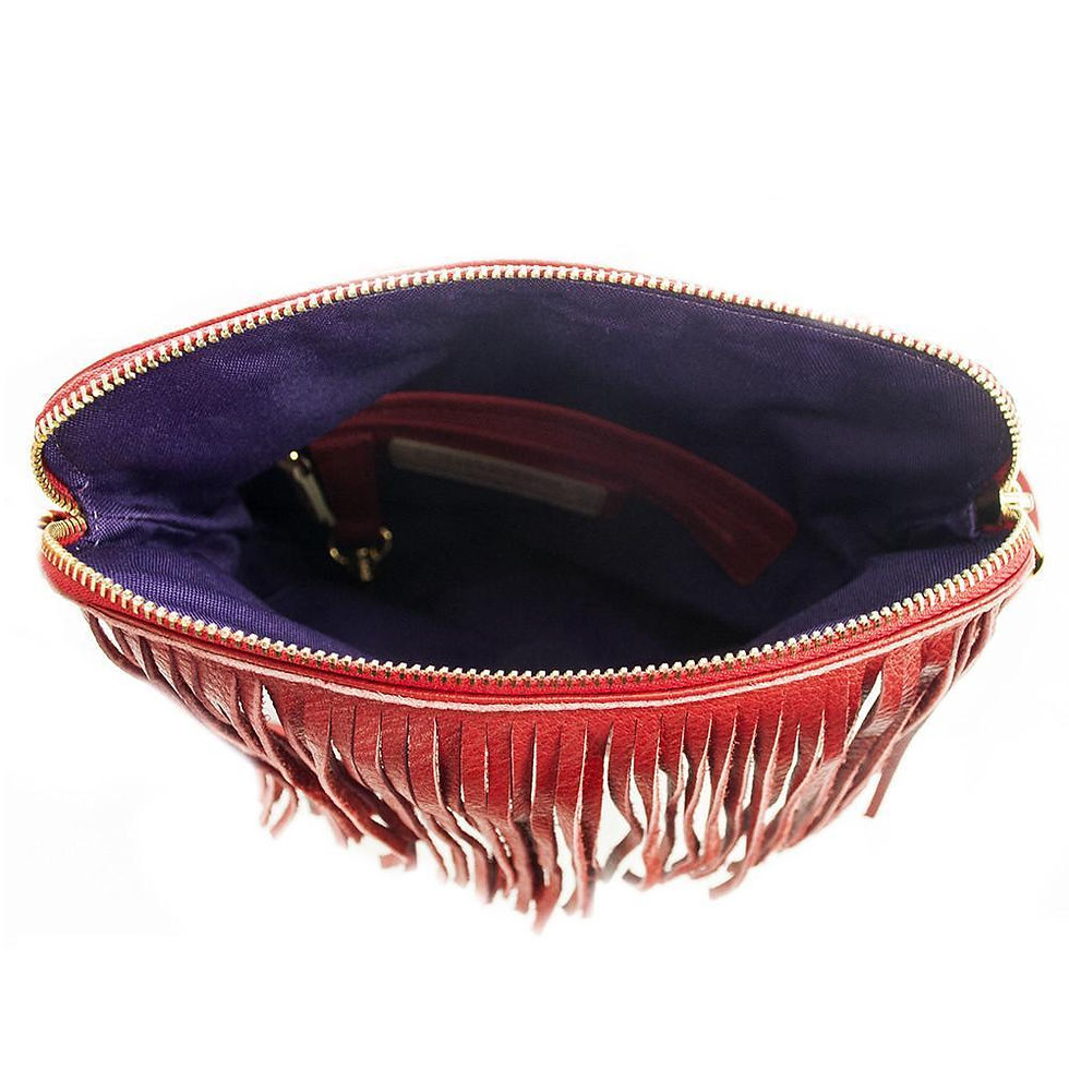 Thumbnail: Flamingo Leather Fringe Handbag- Scarlet Red