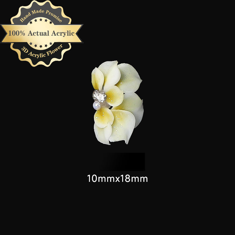 Thumbnail: 8pcs Handmade 100% Real Acrylic Flower Nail Decorations White Multi Color Nail A