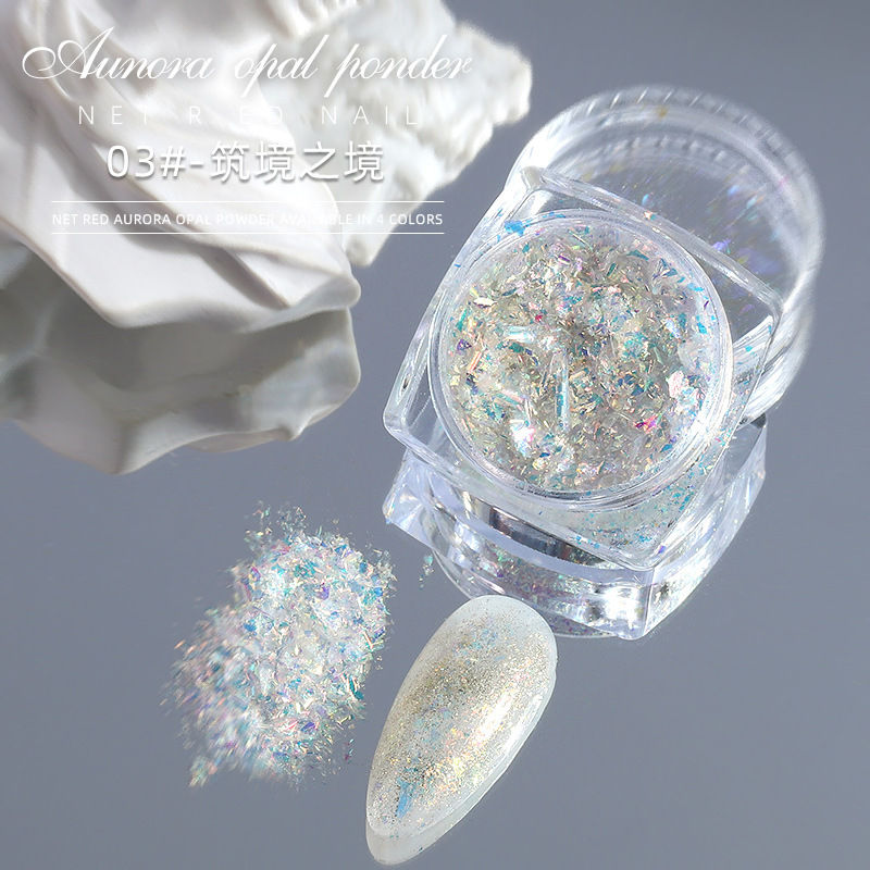 Thumbnail: 1 Jar AURORA Chrome Nail Art Flakes Multi Chrome Chameleon Peacock Galaxy Chrome