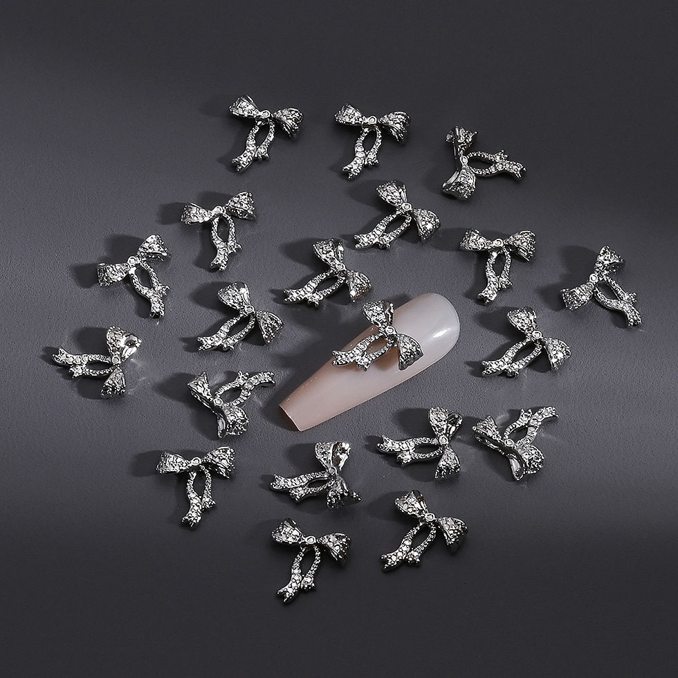 Thumbnail: 10/20pcs Gold/Silver Liquid Metal Butterfly Nail Charms Alloy Nail Rhinestones B