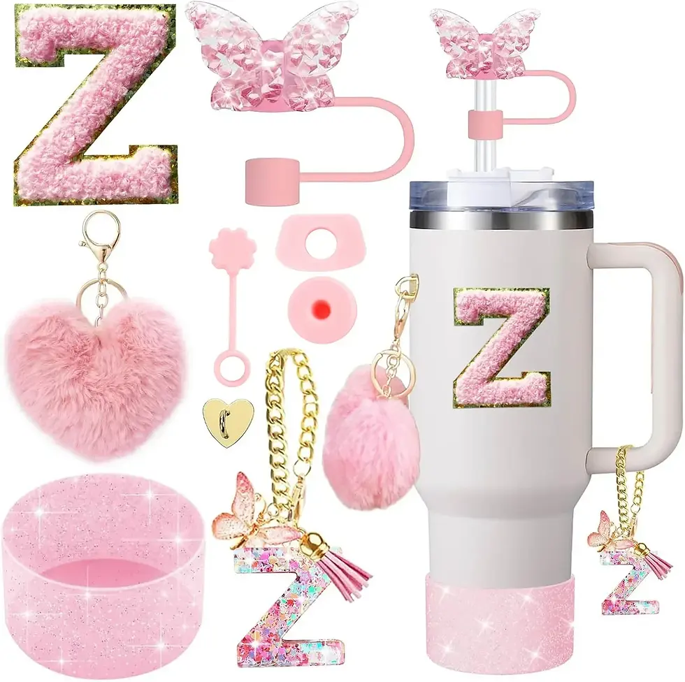 Thumbnail: 9PCS Accessory Set for Stanley Cup 30oz 40oz Butterfly Straw Cover Cap Silicone 