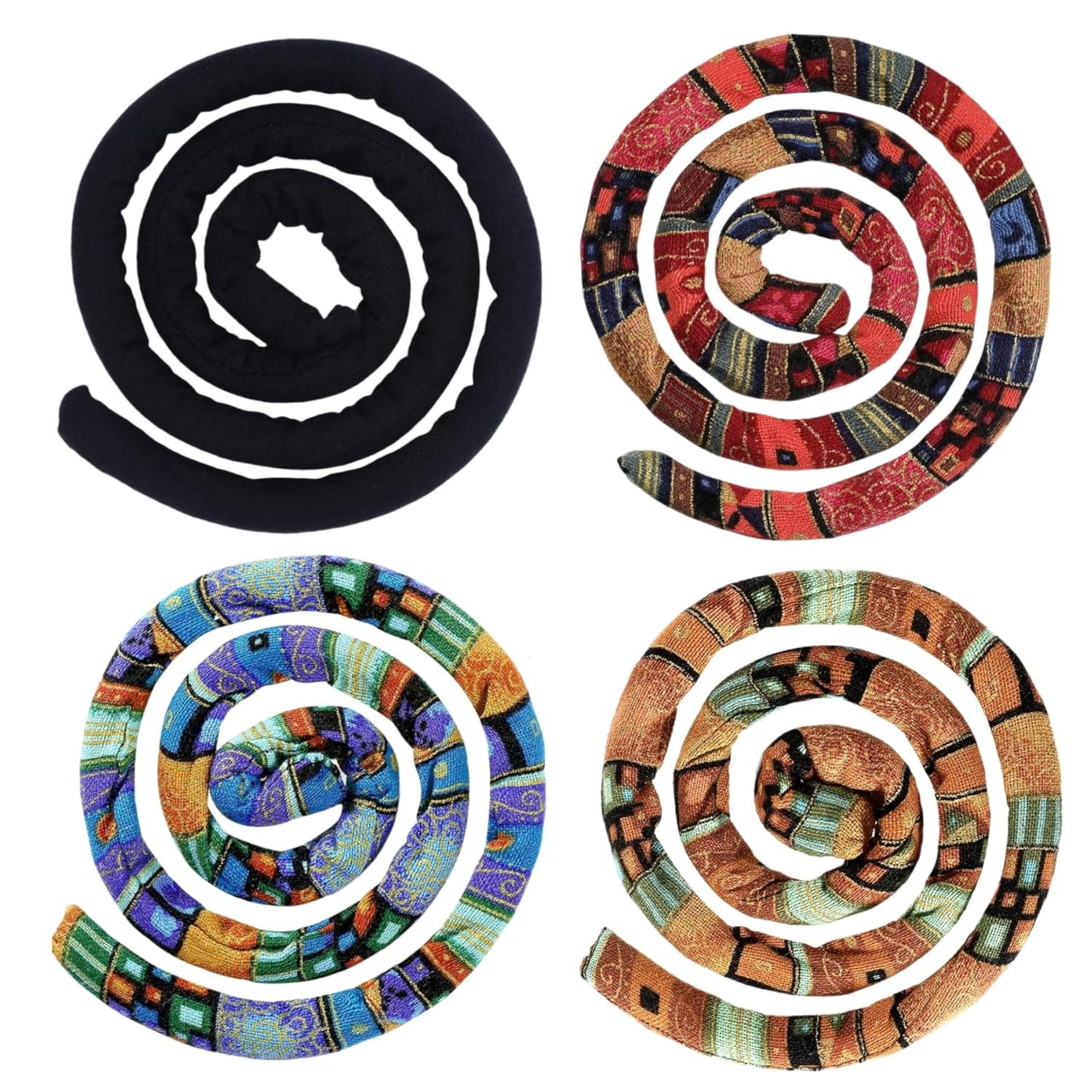 Bendable Spiral Lock Hair Ties for Dreadlocks - 4 Pack, Iron Wire Embedded, Pony