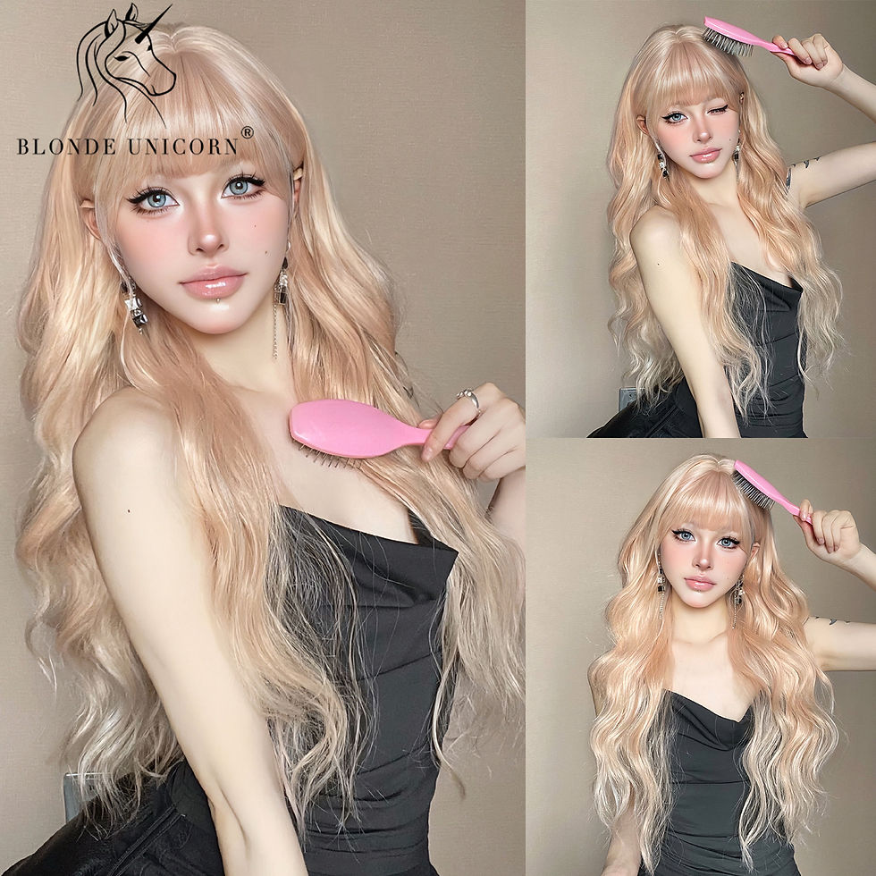Thumbnail: Blonde Unicorn Synthetic Long Wavy Wig Ombre Purple to Blue for Woman Cosplay Ha