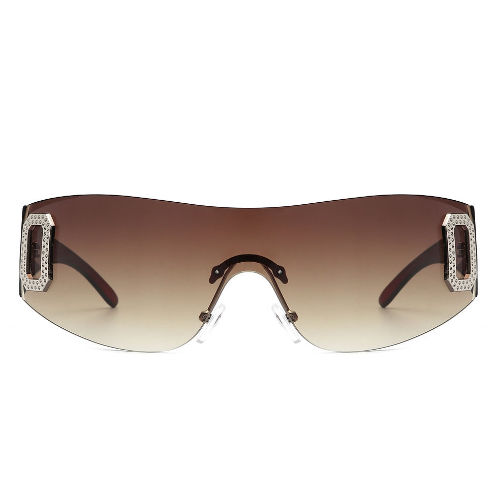 Thumbnail: Havoc - Rimless Rectangle Sleek Wrap Around Women's Sunglasses