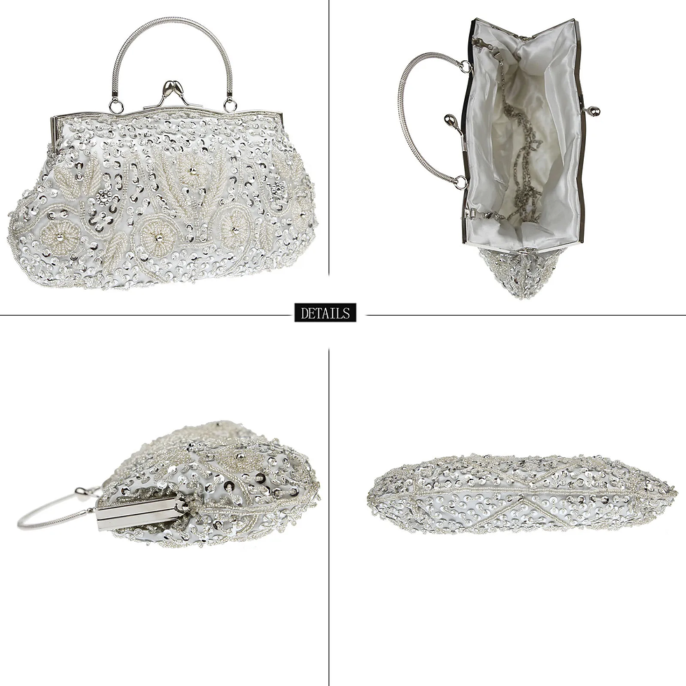Thumbnail: Women's Beads Retro Evening Banquet Bags Chain Shoulder Crossbody Clutch Ladies 