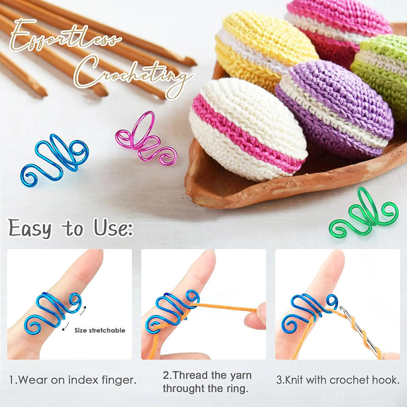 Thumbnail: 1/10pcs Adjustable Crochet Tension Ring Handmade Crochet Tension Ring Gift Croch