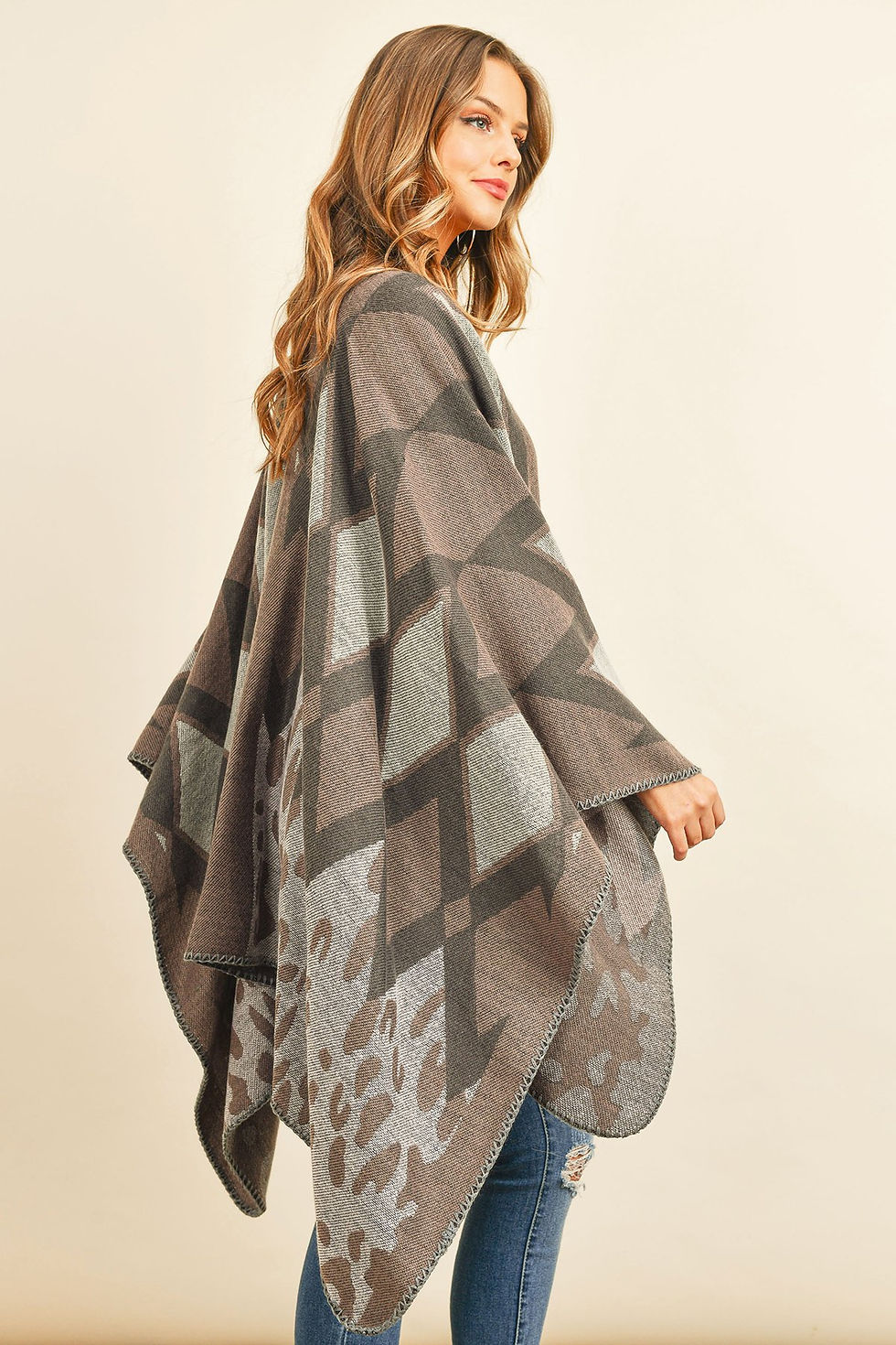 Thumbnail: Chevron Leopard Open Front Kimono