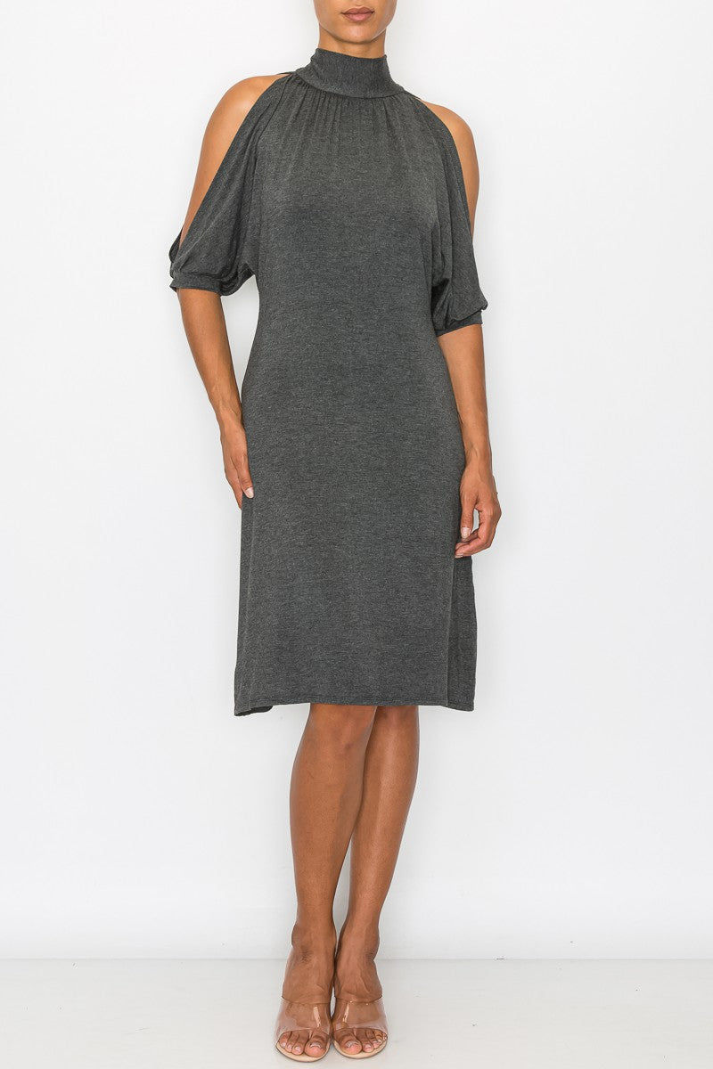 Thumbnail: Open Shoulder Sexy Back Dress - Grey