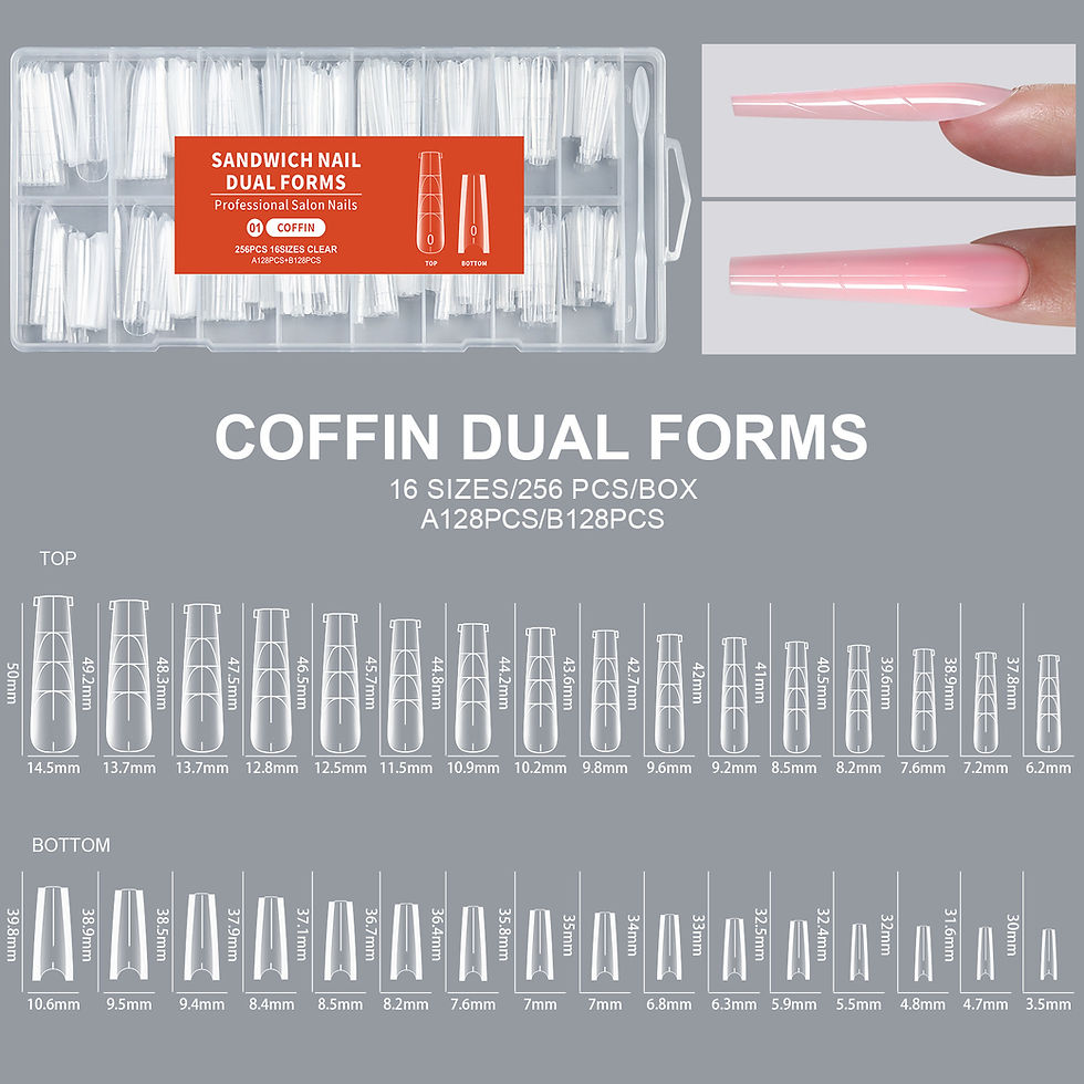 Thumbnail: 256Pcs Sandwich Nail Dual Form Coffin/Almond/Stiletto/Square Nail Mold with Guid