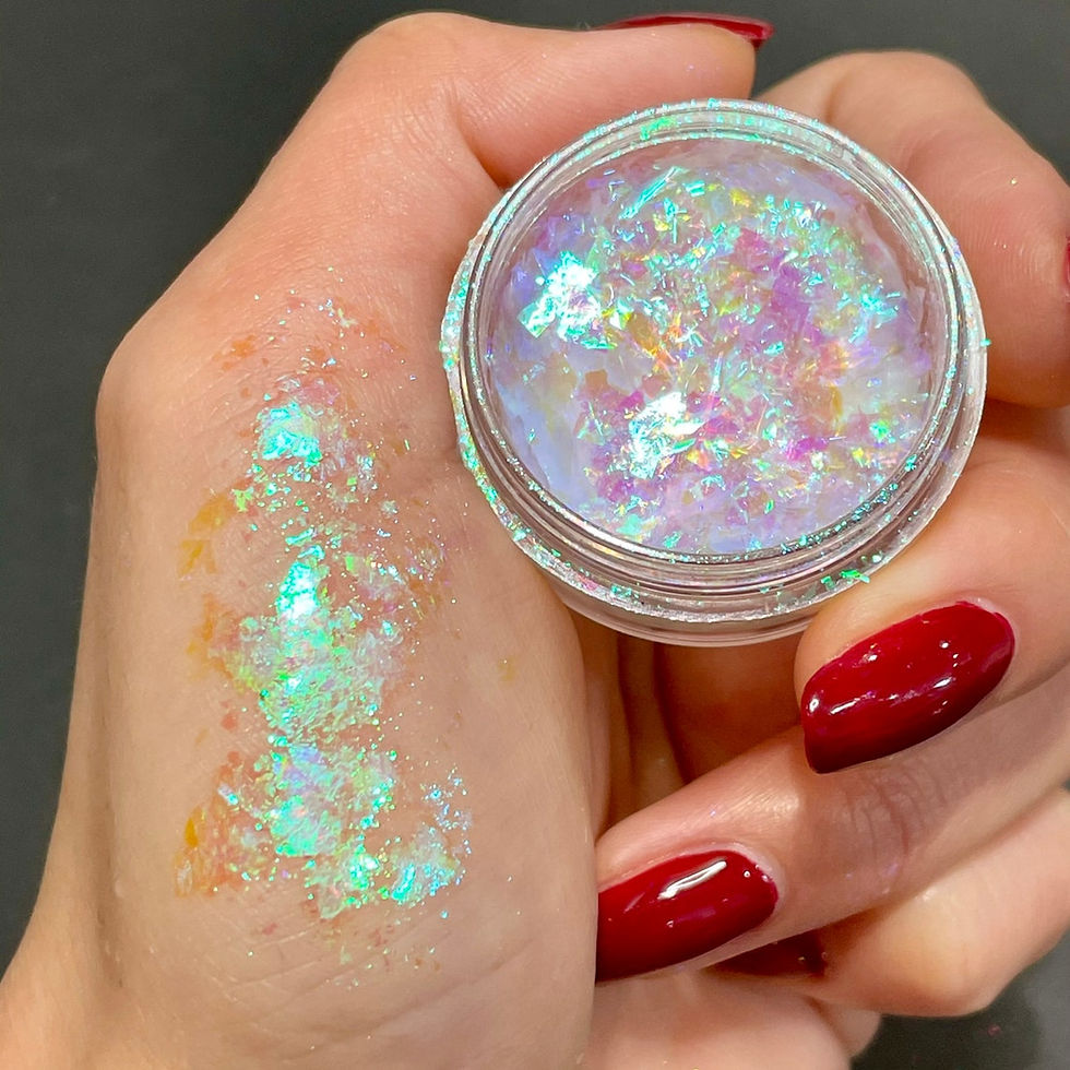 Thumbnail: 1 Jar AURORA Chrome Nail Art Flakes Multi Chrome Chameleon Peacock Galaxy Chrome