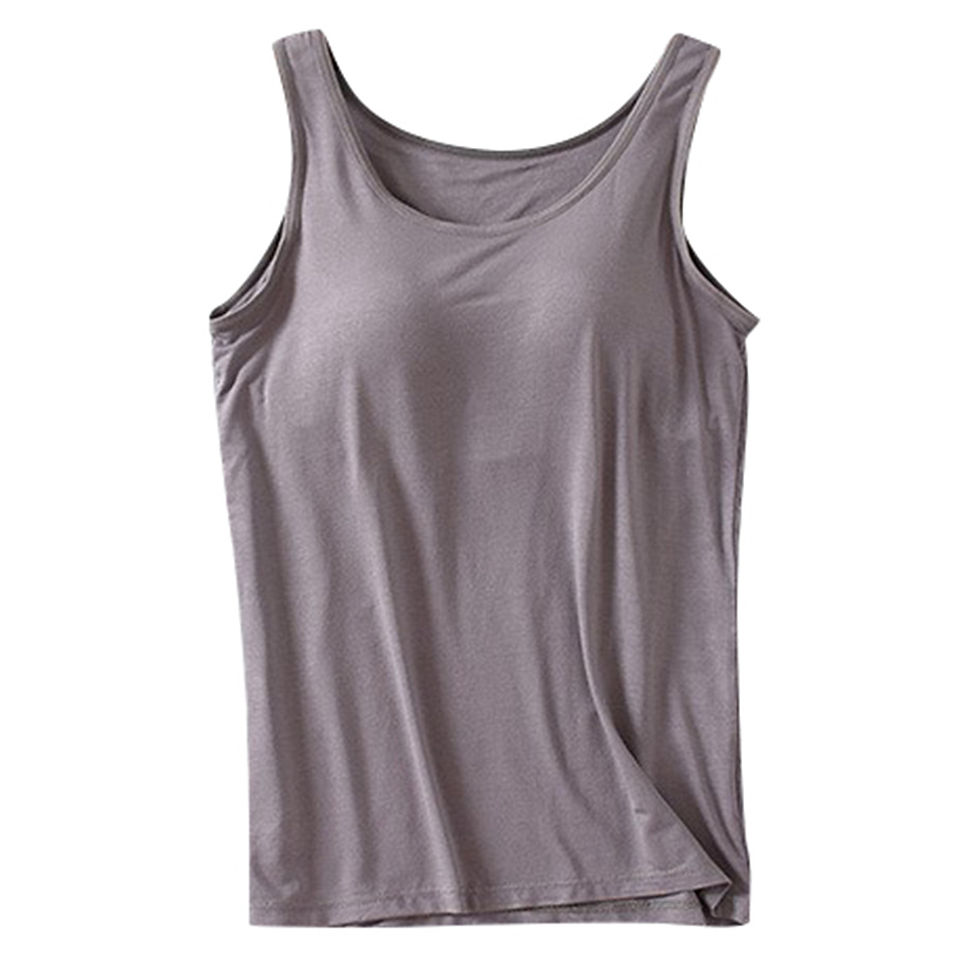 Thumbnail: Womens Tank Tops With Built In Bras 2024 Summer Casual Crew Neck Sleeveless Cami