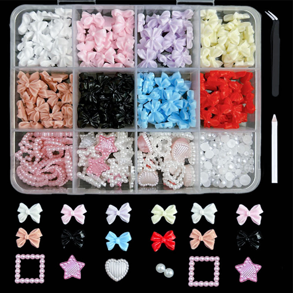 Thumbnail: 12/15Grids Acrylic Flower Nail Charms Mix Colors Set 3D Flower Nail Art Rhinesto