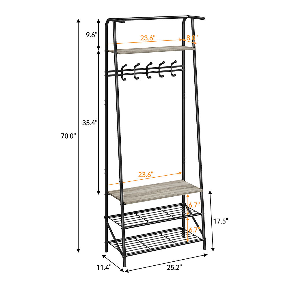Thumbnail: Coat Rack Shoe Bench, 4-in-1 Hall Trees Entryway Bench with Coat Rack and Shoe R